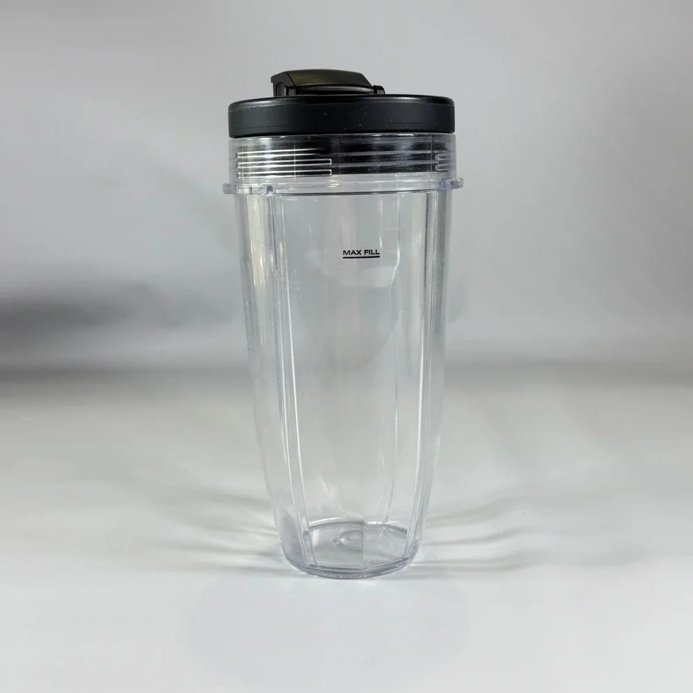 Nutri Ninja Replacement Blender Cup 24oz Clear Black Sip Seal Lid Smoothie Jar